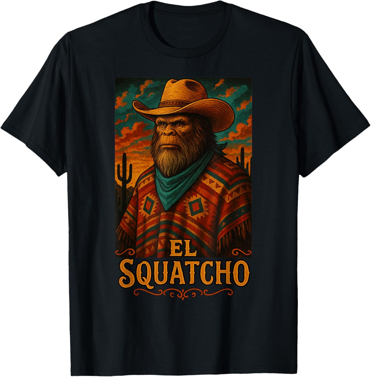 Mexican Sasquatch Sombrero Mountains Bigfoot El Squatcho T-Shirt