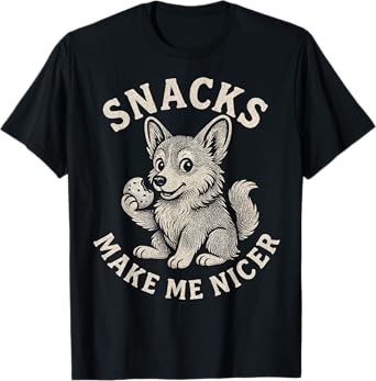Funny Corgi Snacks Quote Cookie Humor Cute Puppy Art T-Shirt