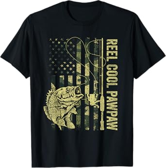 Reel Cool Pawpaw Camouflage American Flag Father's Day Gift T-Shirt for Men