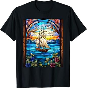 Stained Glass Style Sailing T-Shirt