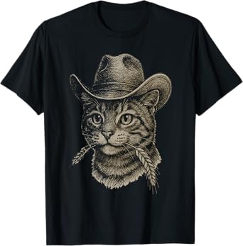Funny Cat Cowboy Western Country T-Shirt