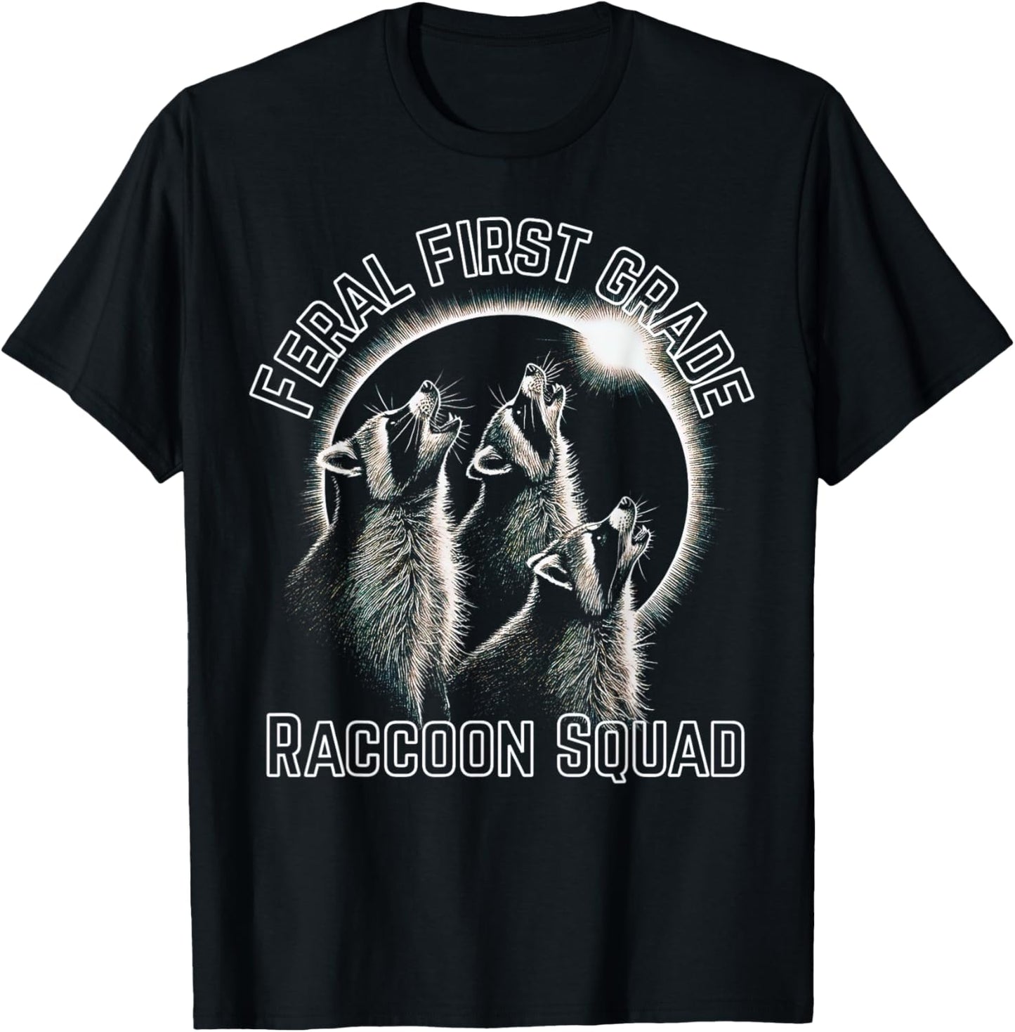 Feral First Grade Raccoon Squad Teacher Team Kids Tee by TeeBrew