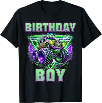 Birthday Boy Monster Truck Are My Jam Shirt Bday Party Kids T-Shirt