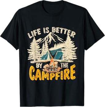 Life Is Better At The Campfire Vintage Camping T-Shirt