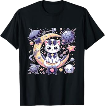 Sailor Meow Cute Moon Cat Space Magic Gothic Halloween T-Shirt