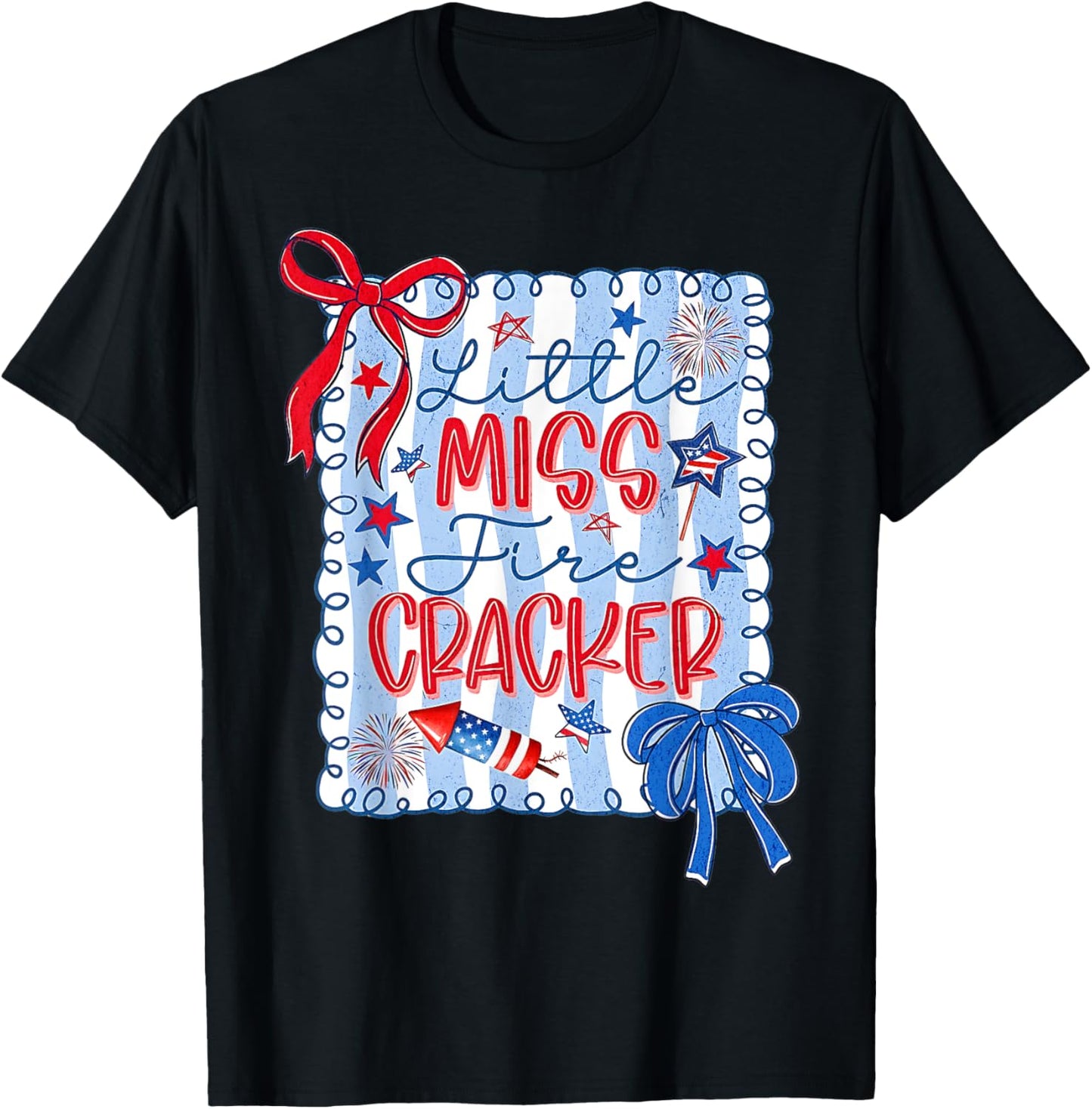 Little Miss Firecracker American Flag Usa Teen Toddler Girl T-shirt