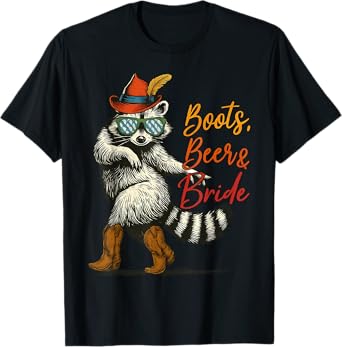Oktoberfest Raccoon Boots Beer Bride German Drinking Festval T-Shirt