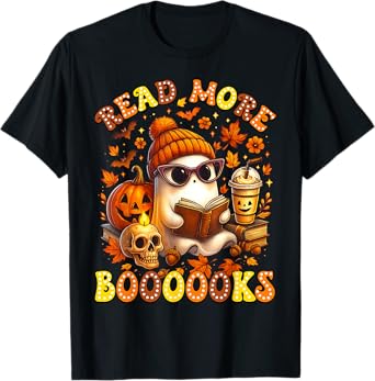 Read More Books Halloween Ghost Coffee Reading Book Lovers T-Shirt