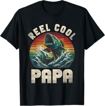 Reel Cool Papa Fishing Papa Father's Day Fisherman Fish T-Shirt