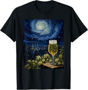 Aesthetic Vangogh Style Starry Night Hop Beer T-Shirt