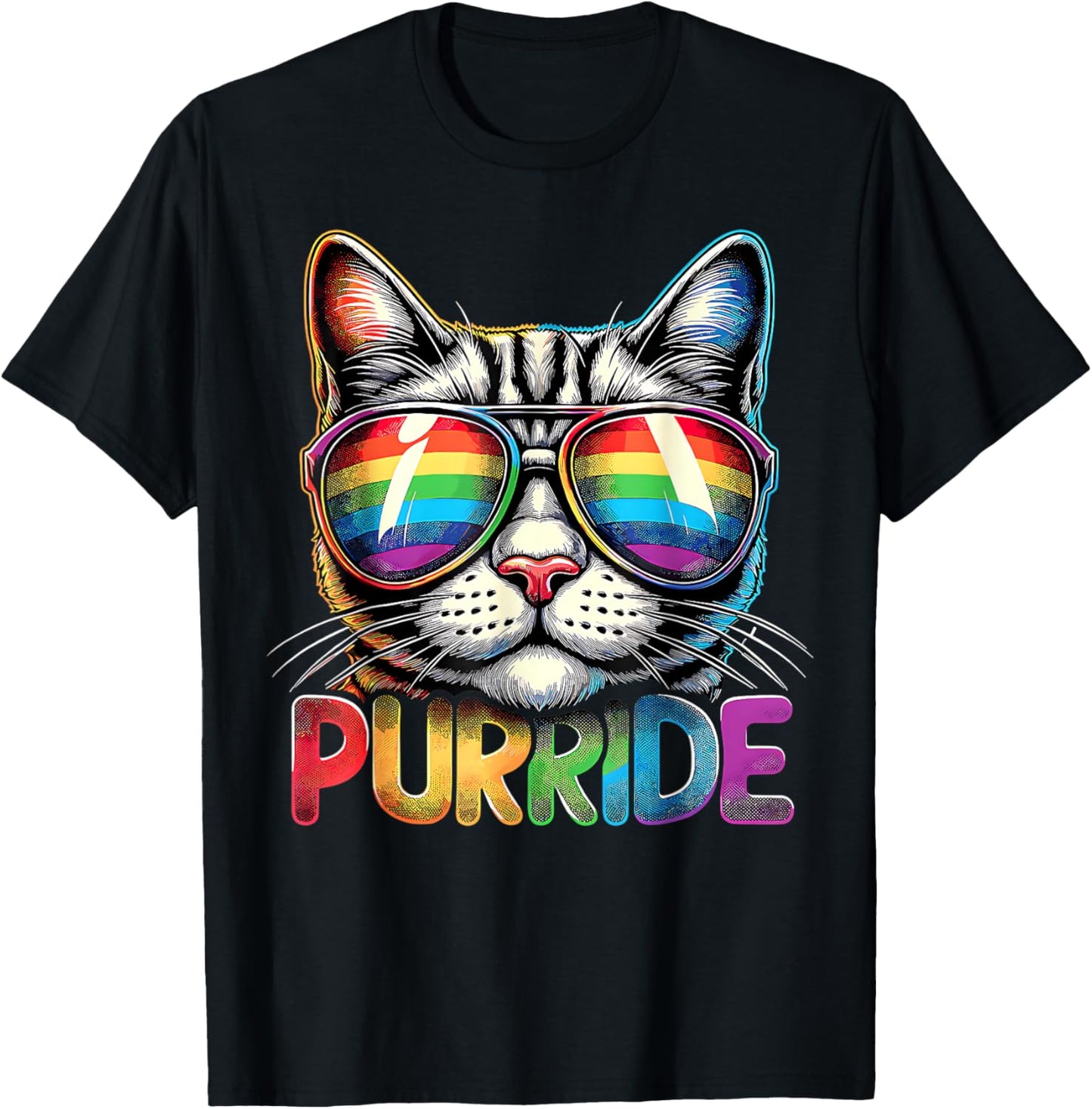Purride Cat Rainbow Pride Month LGBTQ Ally Men Women Kids T-Shirt