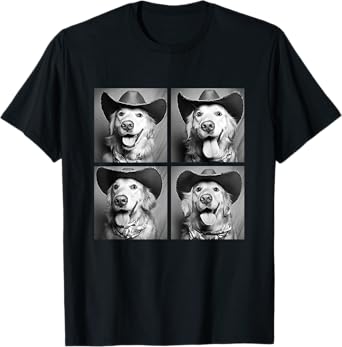 Western Golden Retriever Funny Cowboy Dog T-Shirt