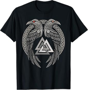 Huginn & Muninn - Viking Raven - Viking Valknut T-Shirt