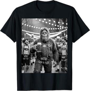German Bigfoot Sasquatch Lederhosen Funny Oktoberfest 2025 T-Shirt