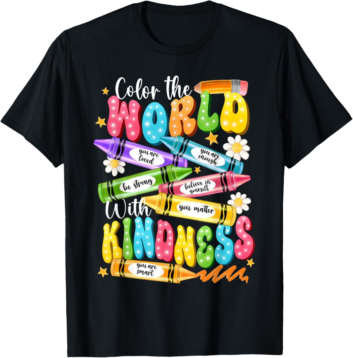 Color The World With Kindness Teacher Funny Back To School Tee by TeeBrew