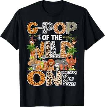 G-Pop Of The Wild One Safari Zoo Animal 1St Birthday T-Shirt