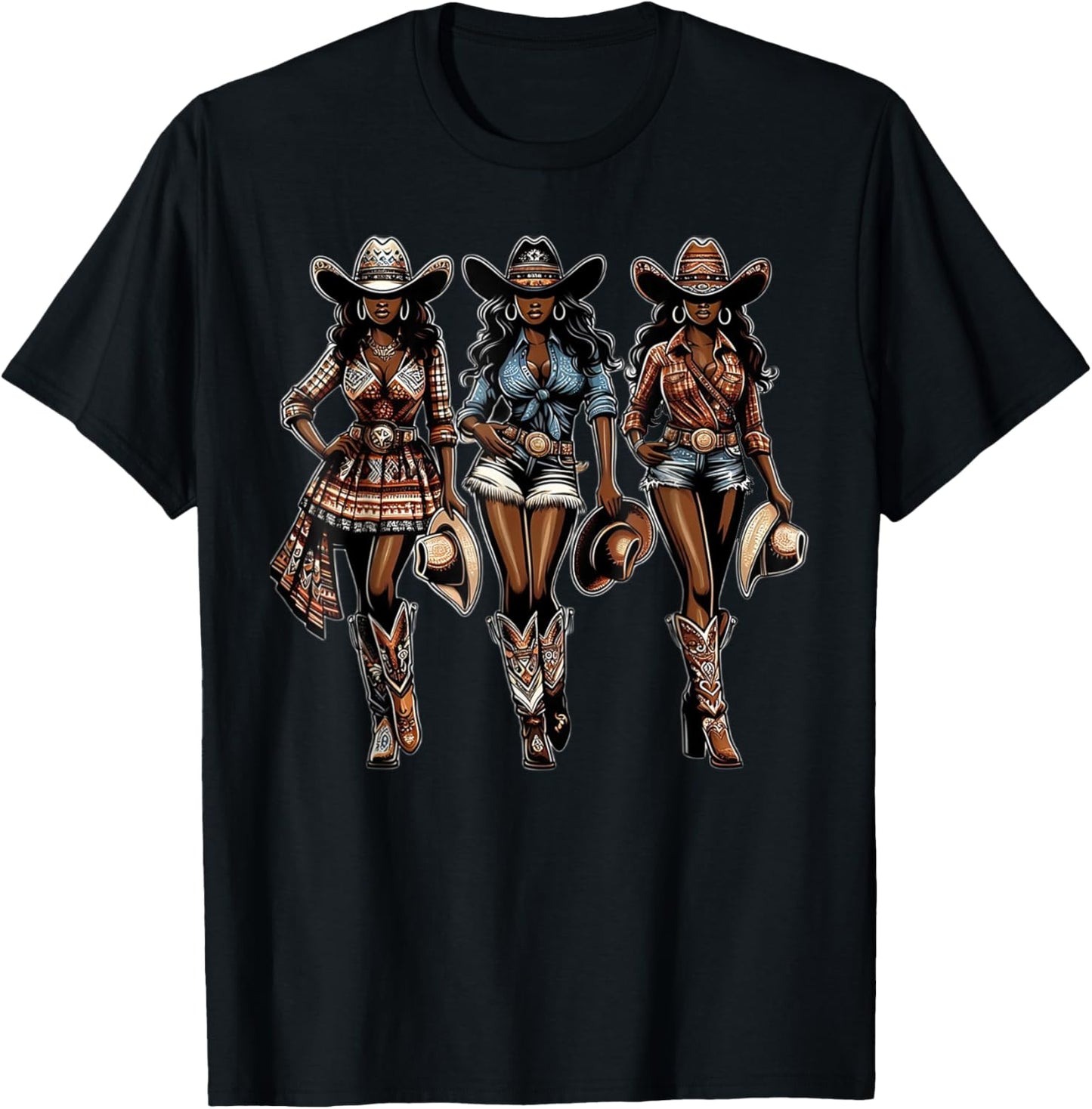 Black African American Cowgirl Western Country Texas Rodeo T-Shirt