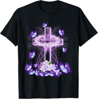 Beautiful Cross And Butterflies Tshirt for Jesus Lovers T-Shirt