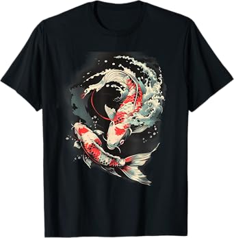 Koi Fish Japanese Koi Carp Fish Nishikigoi Fish Yin Yang T-Shirt