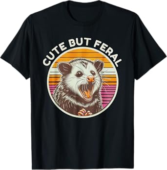 Retro Cute But Feral Opossum Funny T-Shirt