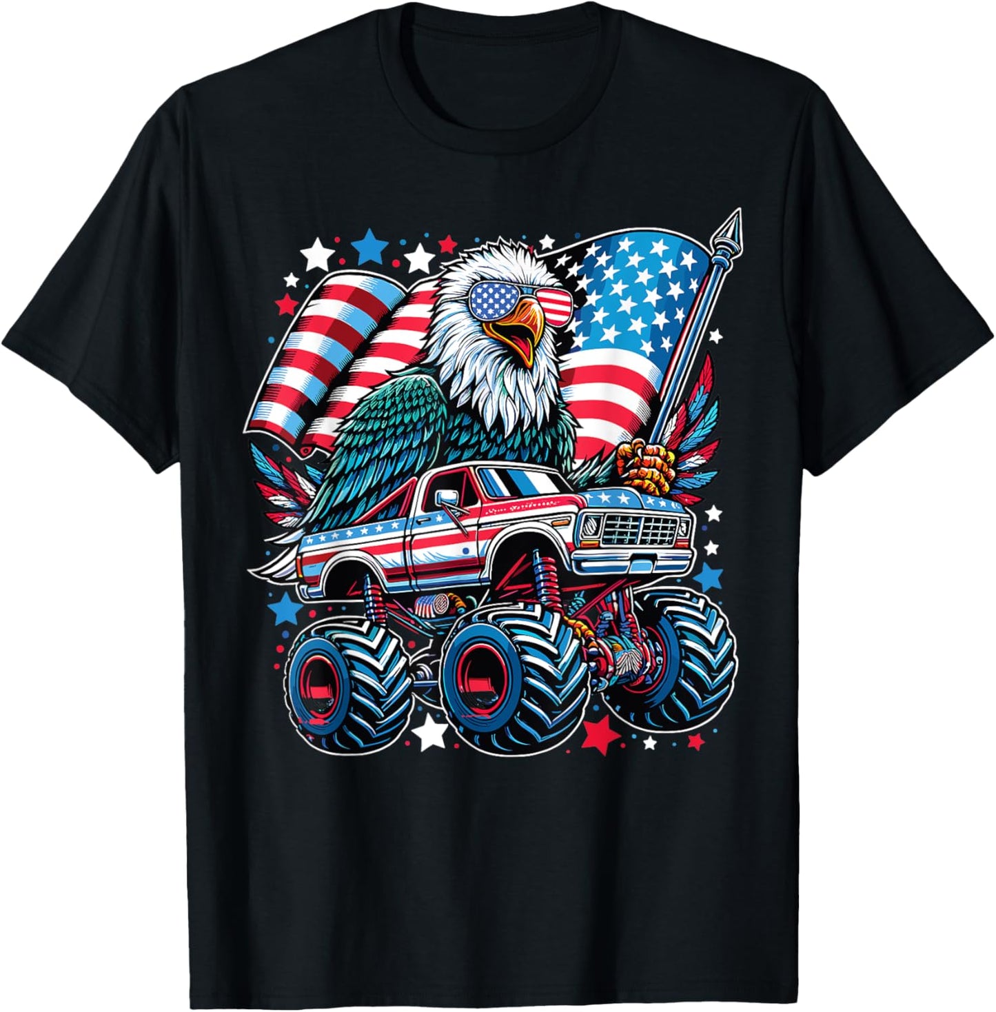 4th of July Shirts Boys American Flag Eagle USA Shirt Kids T-Shirt