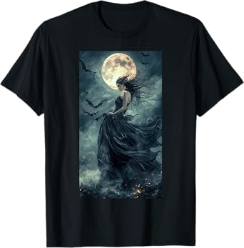 Beautiful Witch Gothic Fantasy Vampire Moonlight T-Shirt