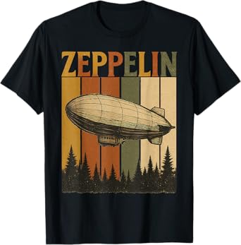 Retro Zeppelin Airship Shirt Vintage Rock Style Tee for Men T-Shirt