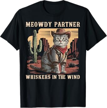 Meowdy Partner Cowboy Cat Vintage Gifts Men Women Cat Lover T-Shirt