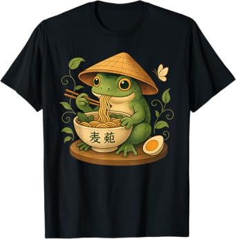Frog Eating Ramen Kawaii Japanese Noodles Anime Lovers T-Shirt