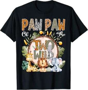 Paw Paw Of The Two Wild Animal Safari 2Nd Birthday Party T-Shirt
