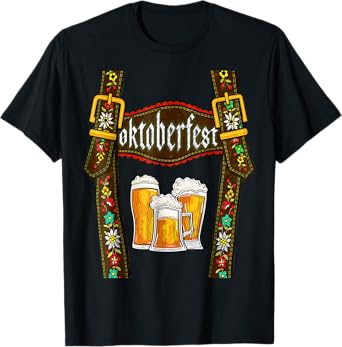 Lederhosen Suspenders Oktoberfest Bavarian Munich Beer Mens T-Shirt