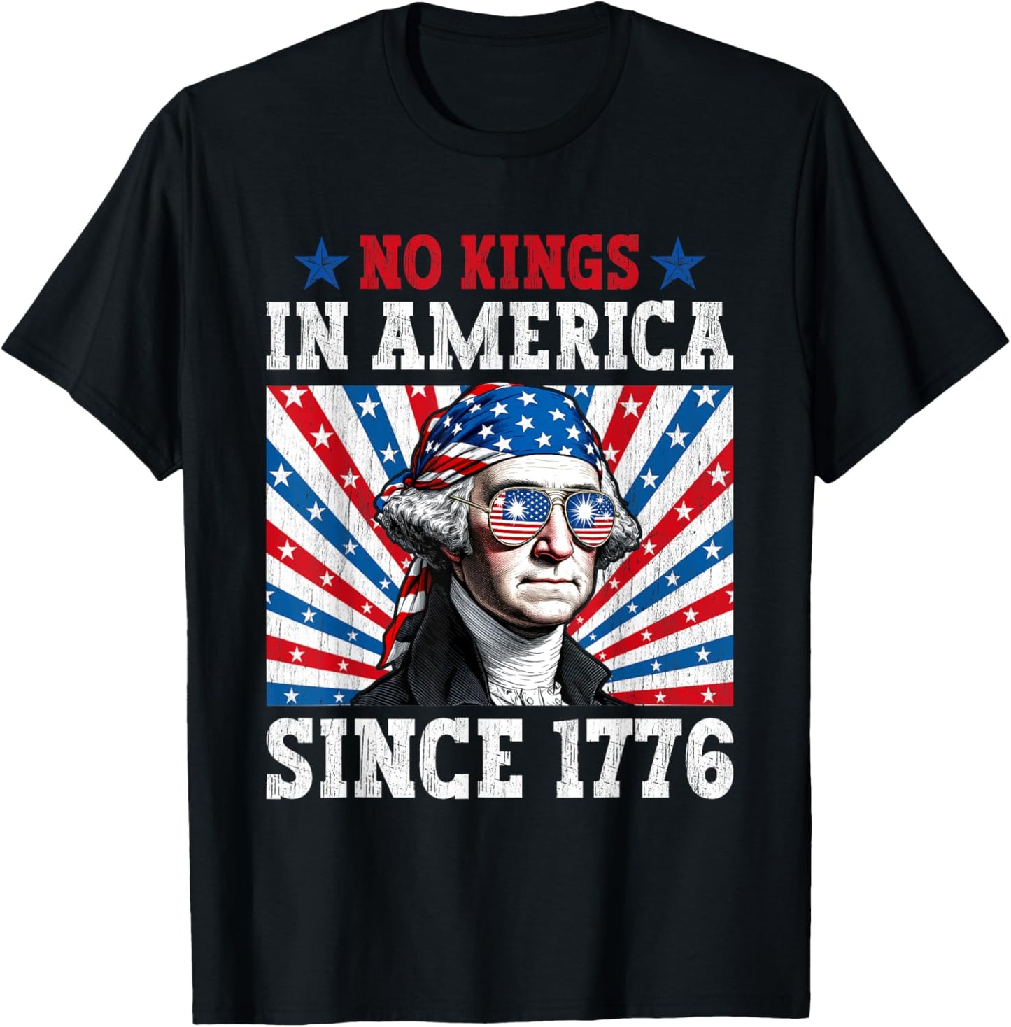 No Kings In America Since 1776 Distressed Usa Flag Vintage T-shirt