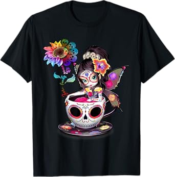Zero Fucks Given Sugar Skull Rainbow Sunflower Skeleton T-Shirt