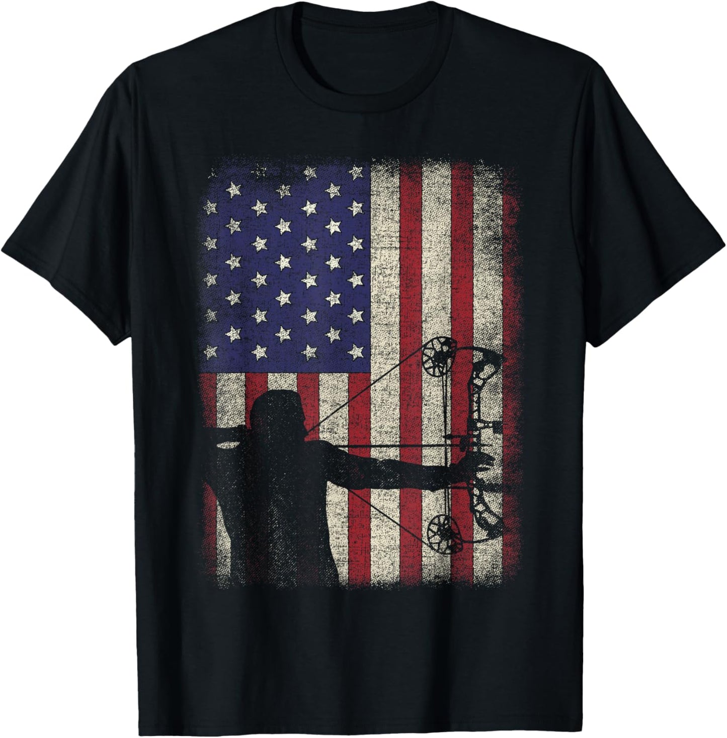 Archery American Flag Vintage Men Archer Bowhunting Hunter T-Shirt
