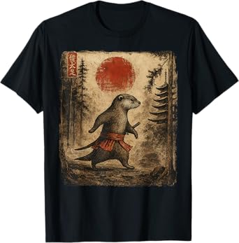 Samurai Otter Japanese Vintage Funny Gifts Graphic Art T-Shirt