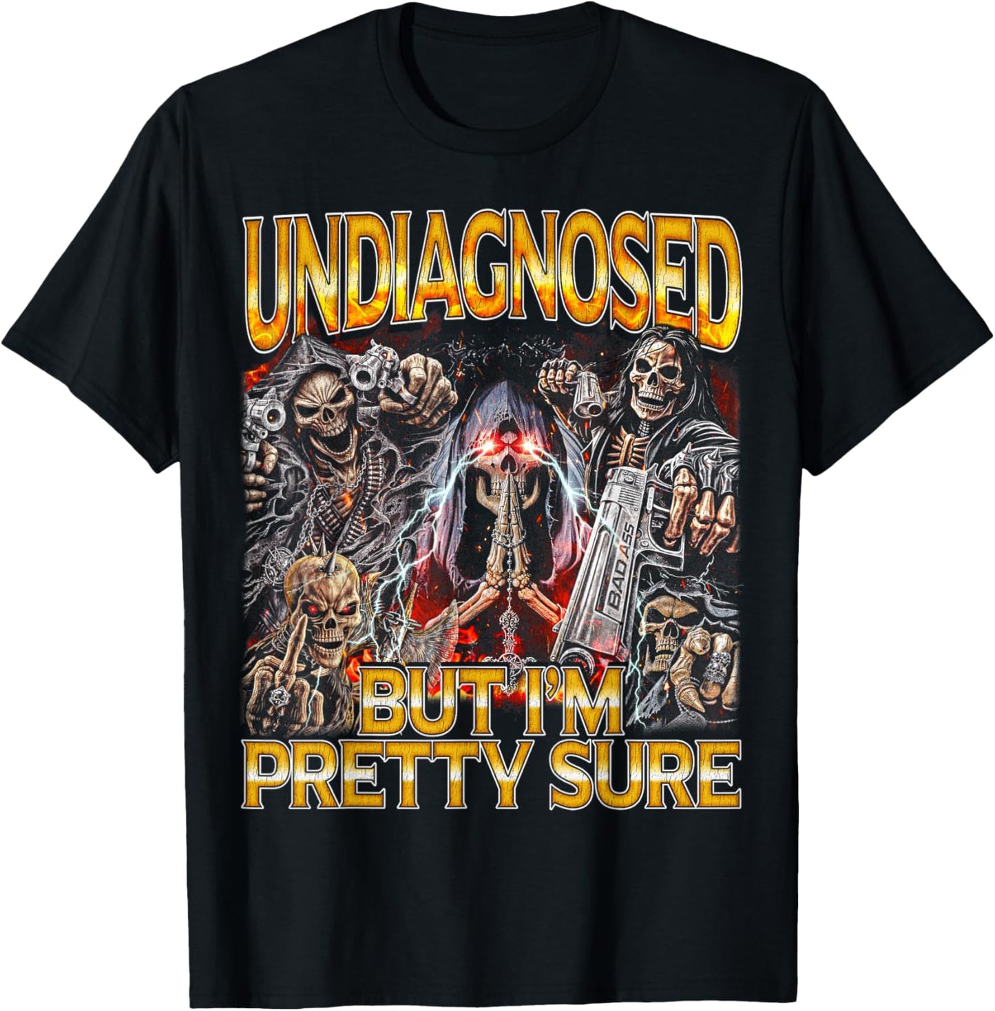 Undiagnosed ADHD - Edgy Skeleton Bootleg Hard Skeleton Meme T-Shirt