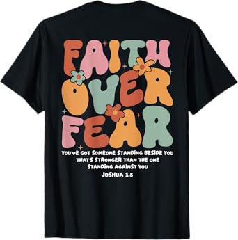 Faith Over Fear Christian Groovy Retro Men Women Kids T-Shirt