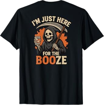 Back Print, Boo Halloween Booze, Whiskey Costume Halloween T-Shirt