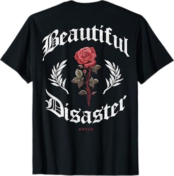 Urban Hip Hop Vintage Hipster Y2K Back Print Streetwear Rose T-Shirt