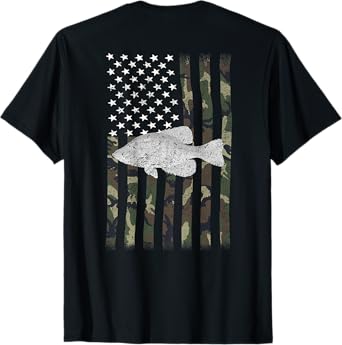 Crappie Fishing Camo Flag (on Back) T-Shirt