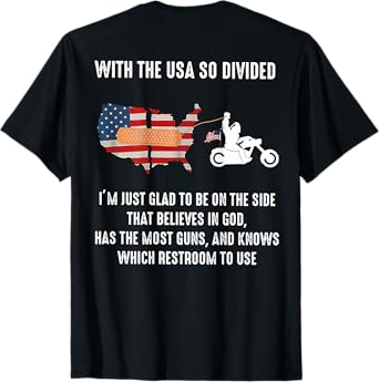 Bigfoot Biker With The USA So Divided (on back) T-Shirt