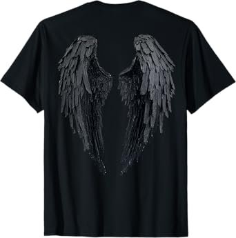 Black Angel Wings On Back T-Shirt