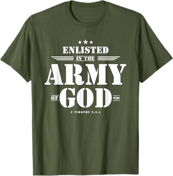 Faith Everywear Christian T-Shirt with Bible Verses, Scriptures, God's Army Design - Green, Unisex-Adult, Short Sleeve, Classic Fit, Small