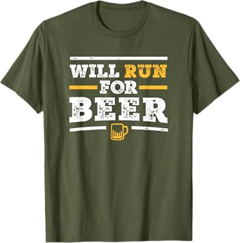 Womens Mens Will Run For Beer Shirt Funny Runner Beer Lover T-Shirt
