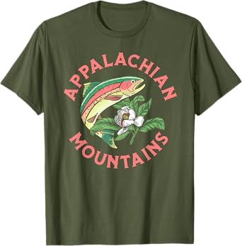 Appalachian Mountains Rainbow Trout & Mountain Laurel T-Shirt