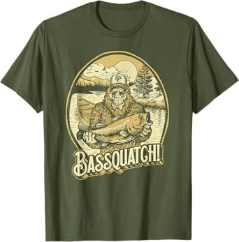 Bassquatch! Bass Fisherman Sasquatch Funny Bigfoot Fishing T-Shirt