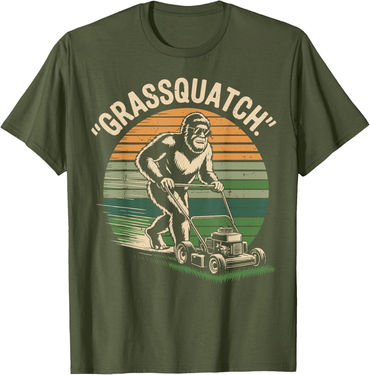 Grassquatch Bigfoot Lawn Mowing Dad Gift Funny Papa Mower T-Shirt