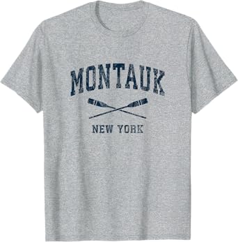 Montauk New York Vintage Nautical Paddles Sports Oars T-Shirt