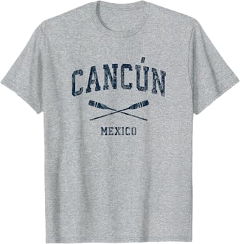 Cancun Mexico Vintage Nautical Paddles Sports Oars T-Shirt