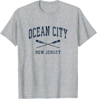 Ocean City New Jersey Vintage Nautical Paddles Sports Oars T-Shirt